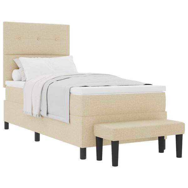 vidaXL Lit &agrave; ressorts avec matelas Cr&egrave;me 80 x 200 cm tissu