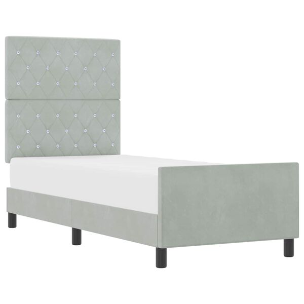 vidaXL Lit &agrave; ressorts avec t&ecirc;te de lit Gris clair 80 x 200 cm Velours