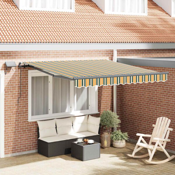 vidaXL Auvent R&eacute;tractable Vert et jaune 350 x 250 cm tissu