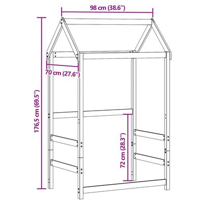 vidaXL Toit de lit pour enfants blanc 98x70x176,5cm bois de pin massif