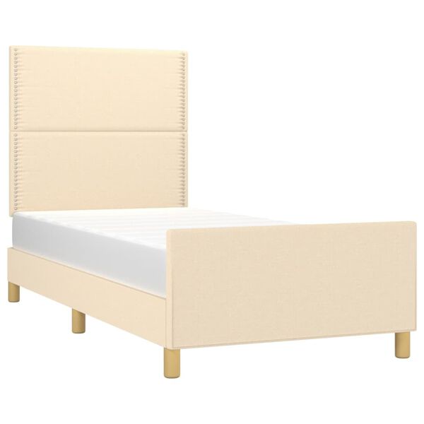 vidaXL Cadre de lit sans matelas cr&egrave;me 90x200 cm tissu