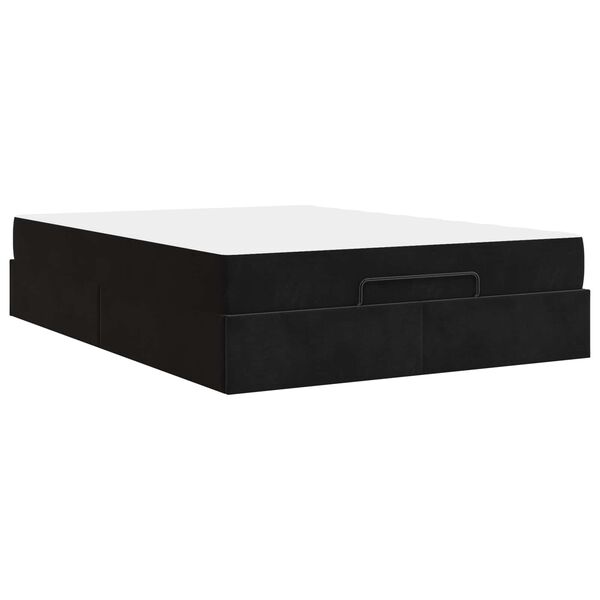vidaXL Cadre de lit avec matelas avec matelas 2 pcs Noir Velours