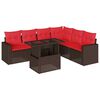 vidaXL Ensemble de canap&eacute; de jardin 7 pcs avec coussins marron r&eacute;sine tress&eacute;e