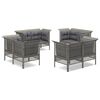 vidaXL Salon de jardin 8 pcs avec coussins Gris R&eacute;sine tress&eacute;e