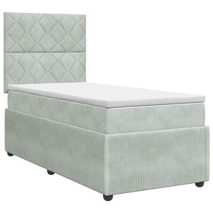 vidaXL Lit boxspring avec matelas Gris clair Simple Velours