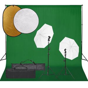 vidaXL Kit de studio photo avec &eacute;clairage toile de fond et r&eacute;flecteur