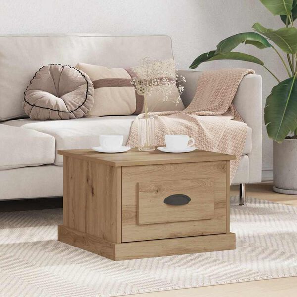 vidaXL Table basse Ch&ecirc;ne artisanal 50 x 50 x 35 cm Bois d'ing&eacute;nierie