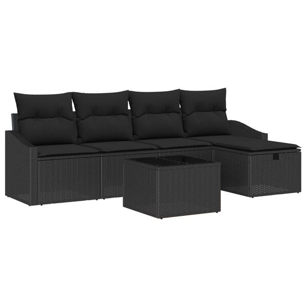 vidaXL Ensemble de Canapés avec coussin 6 pcs Noir polyrotin