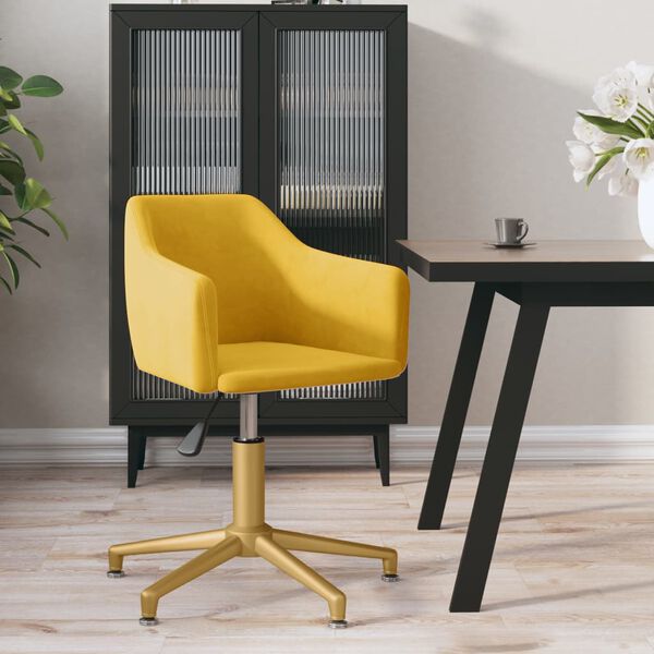 vidaXL Chaise pivotante de salle &agrave; manger Jaune Velours