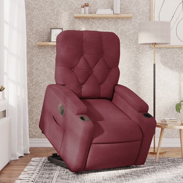 vidaXL Fauteuil inclinable &eacute;lectrique rouge bordeaux tissu