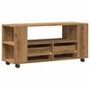 vidaXL Meuble TV avec roulettes ch&ecirc;ne artisanal bois d'ing&eacute;nierie