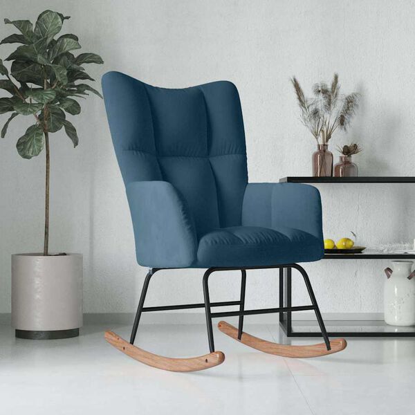 vidaXL Chaise &agrave; bascule Bleu Velours