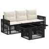 vidaXL Ensemble de canap&eacute; de jardin 4 pc Noir et blanc cr&egrave;me polyrotin