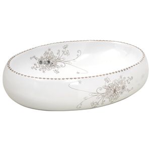 vidaXL Vasque &agrave; poser blanc ovale 59x40x15 cm c&eacute;ramique