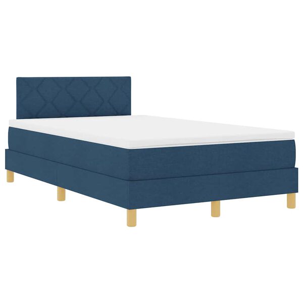 vidaXL Lit &agrave; ressort LED avec matelas avec LED Bleu 120 x 200 cm tissu