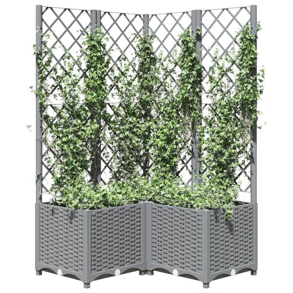 vidaXL Jardini&egrave;re avec treillis Gris clair 80x80x136 cm PP
