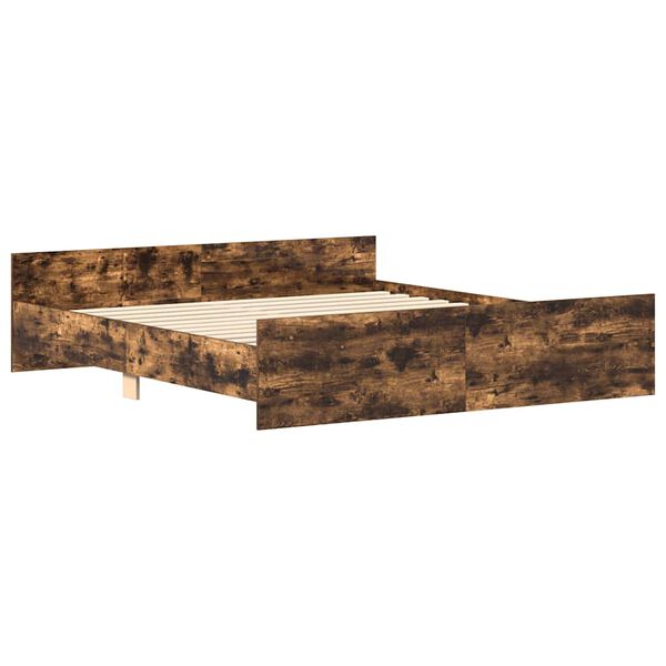 vidaXL Cadre de lit sans matelas ch&ecirc;ne fum&eacute; 160x200 cm