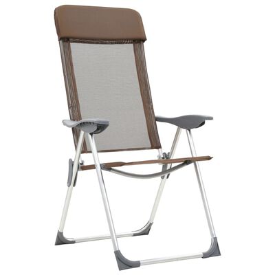 vidaXL Chaises de camping pliables 2 pcs Marron Aluminium