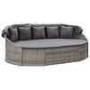 vidaXL Chaise longue d'ext&eacute;rieur avec auvent R&eacute;sine tress&eacute;e Gris