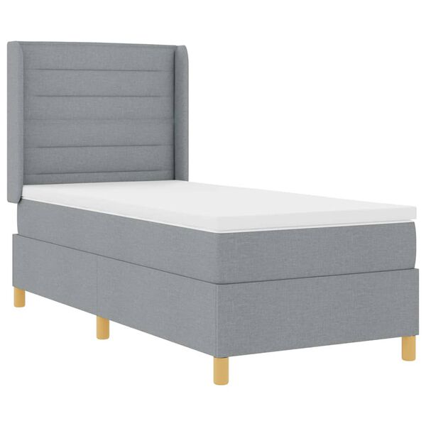vidaXL Lit &agrave; Ressorts avec matelas Gris clair 100 x 200 cm tissu