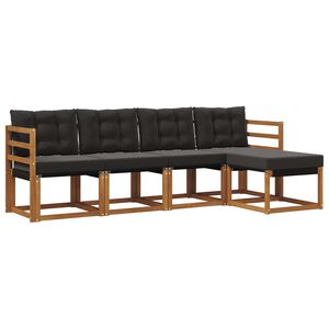 vidaXL Ensemble de canap&eacute;s d'ext&eacute;rieur 5 pc Naturel et Noir