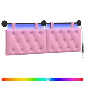 vidaXL T&ecirc;te de lit suspendue Avec lumi&egrave;re LED Rose Tissu