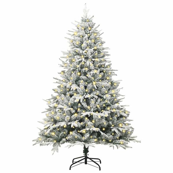vidaXL Sapin de No&euml;l artificiel pr&eacute;-&eacute;clair&eacute; Vert 180 cm PVC et PE