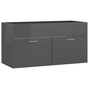 vidaXL Armoire d'&eacute;vier Gris brillant 90x38,5x46 cm Bois d&rsquo;ing&eacute;nierie