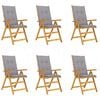 vidaXL Chaises pliantes 6 pi&egrave;ces avec coussins en bois d'acacia massif
