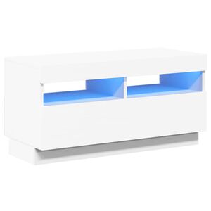 vidaXL Meuble TV avec lumi&egrave;res LED blanc 80x35x40 cm