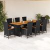 vidaXL Ensemble &agrave; manger de jardin 9pcs coussins noir r&eacute;sine tress&eacute;e