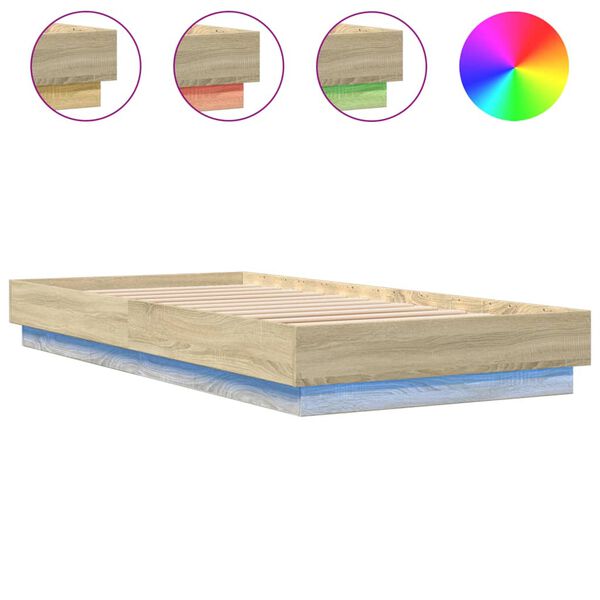 vidaXL Cadre de lit sans matelas avec lumi&egrave;res LED 90x200 cm