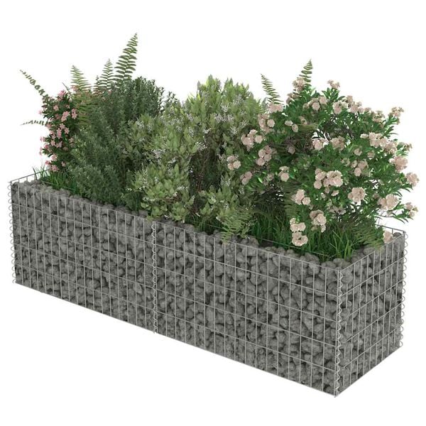 vidaXL Lit sur&eacute;lev&eacute; &agrave; gabion Acier galvanis&eacute; 180x50x50 cm