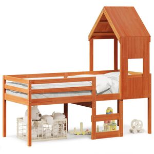 vidaXL Lit haut sans matelas cire marron 75x190 cm bois de pin massif