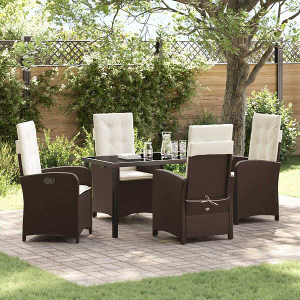 vidaXL Ensemble de salle &agrave; manger pour jardin 5 pcs Marron polyrotin