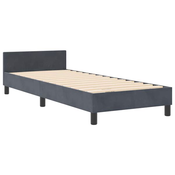 vidaXL Lit &agrave; ressorts avec t&ecirc;te de lit Gris fonc&eacute; 80 x 200 cm Velours