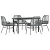vidaXL Ensemble &agrave; manger jardin coussins 5 pcs gris poly rotin verre