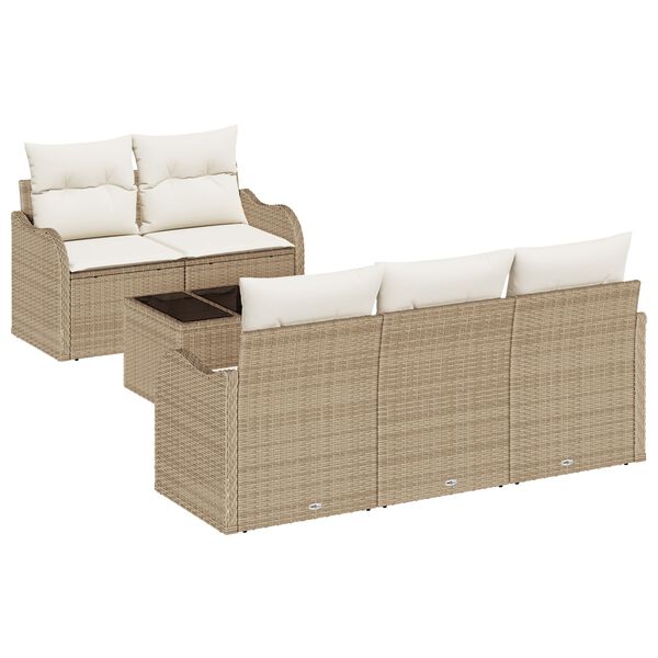 vidaXL Ensemble de canap&eacute; de jardin avec coussin 6 pcs Beige et cr&egrave;me