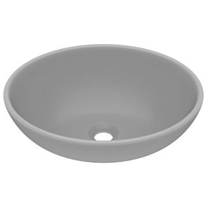 vidaXL Lavabo ovale de luxe Gris clair mat 40x33 cm C&eacute;ramique