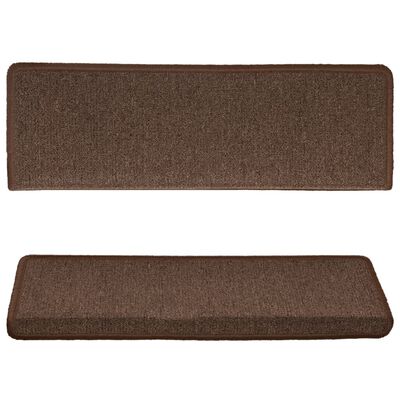 vidaXL Tapis d'escalier 15 pcs 65x21x4 cm Marron