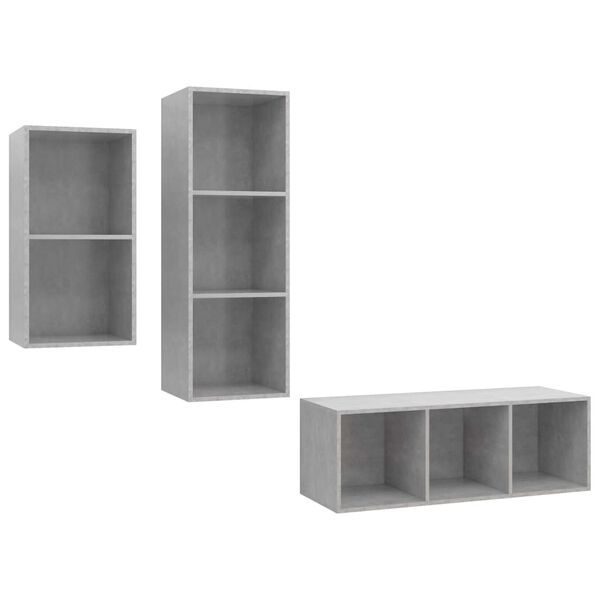 vidaXL Ensemble de meuble TV 3 pcs Gris b&eacute;ton Bois d'ing&eacute;nierie