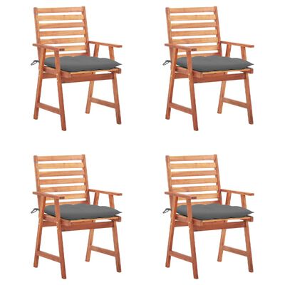 vidaXL Chaises à manger d'extérieur lot de 4 et coussins Acacia massif