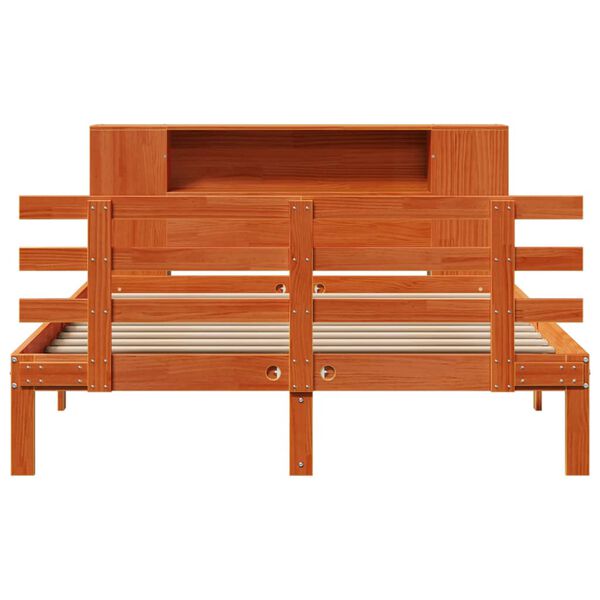 vidaXL Lit biblioth&egrave;que sans matelas cire marron 150x200 cm pin massif