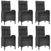 vidaXL Ensemble &agrave; manger de jardin coussins 7pcs Noir R&eacute;sine tress&eacute;e