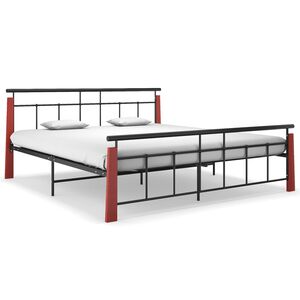 vidaXL Cadre de lit sans matelas m&eacute;tal bois de ch&ecirc;ne massif 180x200 cm
