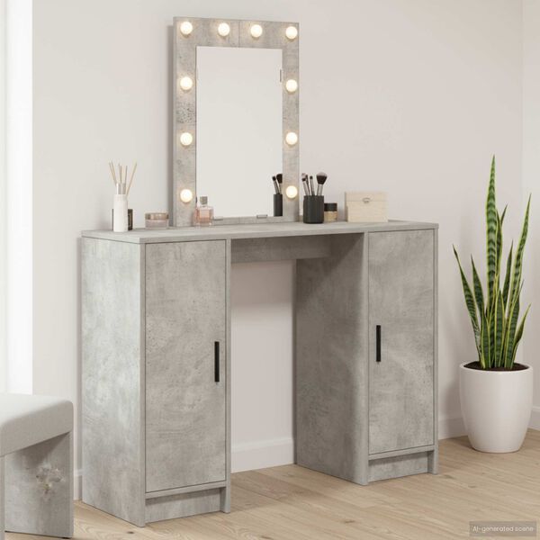 vidaXL Table de Toilette avec stockage Gris clair 102 x 33 x 135 cm