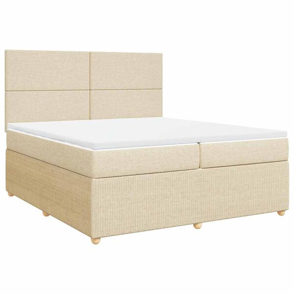 vidaXL Sommier &agrave; lattes de lit avec matelas Cr&egrave;me 200x200 cm Tissu