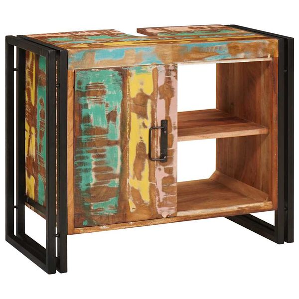 vidaXL Meuble sous &eacute;vier avec &eacute;tag&egrave;re Multicolore Bois Recycl&eacute; Solide