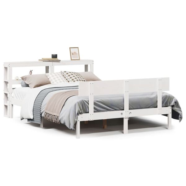 vidaXL Cadre de lit sans matelas blanc 140x190 cm bois de pin massif