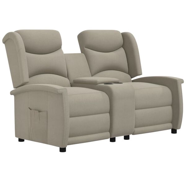 vidaXL Fauteuil inclinable &agrave; 2 places Gris clair Tissu microfibre